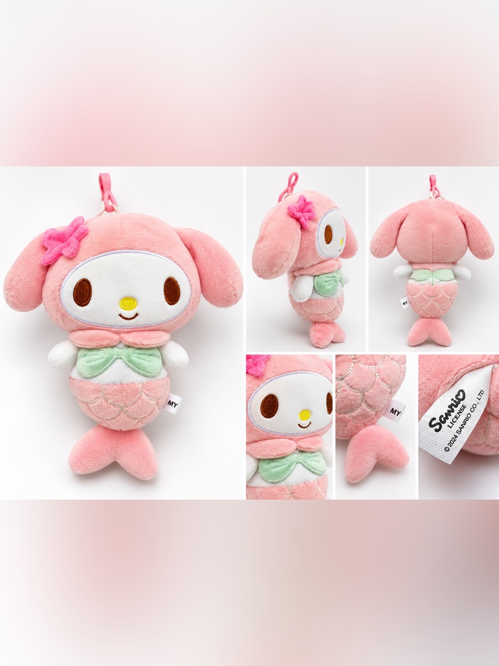 Sanrio My Melody Mermaid Plush Keychain โ Pink & Mint โ 2024